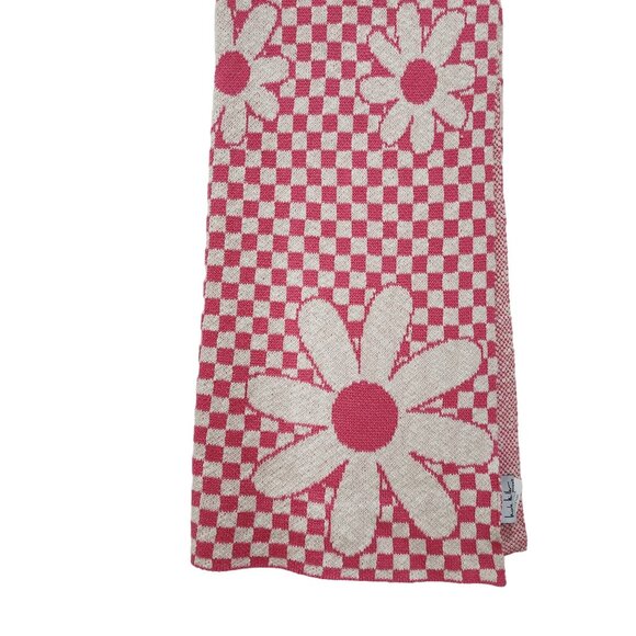 Nicole Miller Cotton Throw Blanket‎ Decorative Oversize Floral And Check 50x70in - Picture 5 of 14